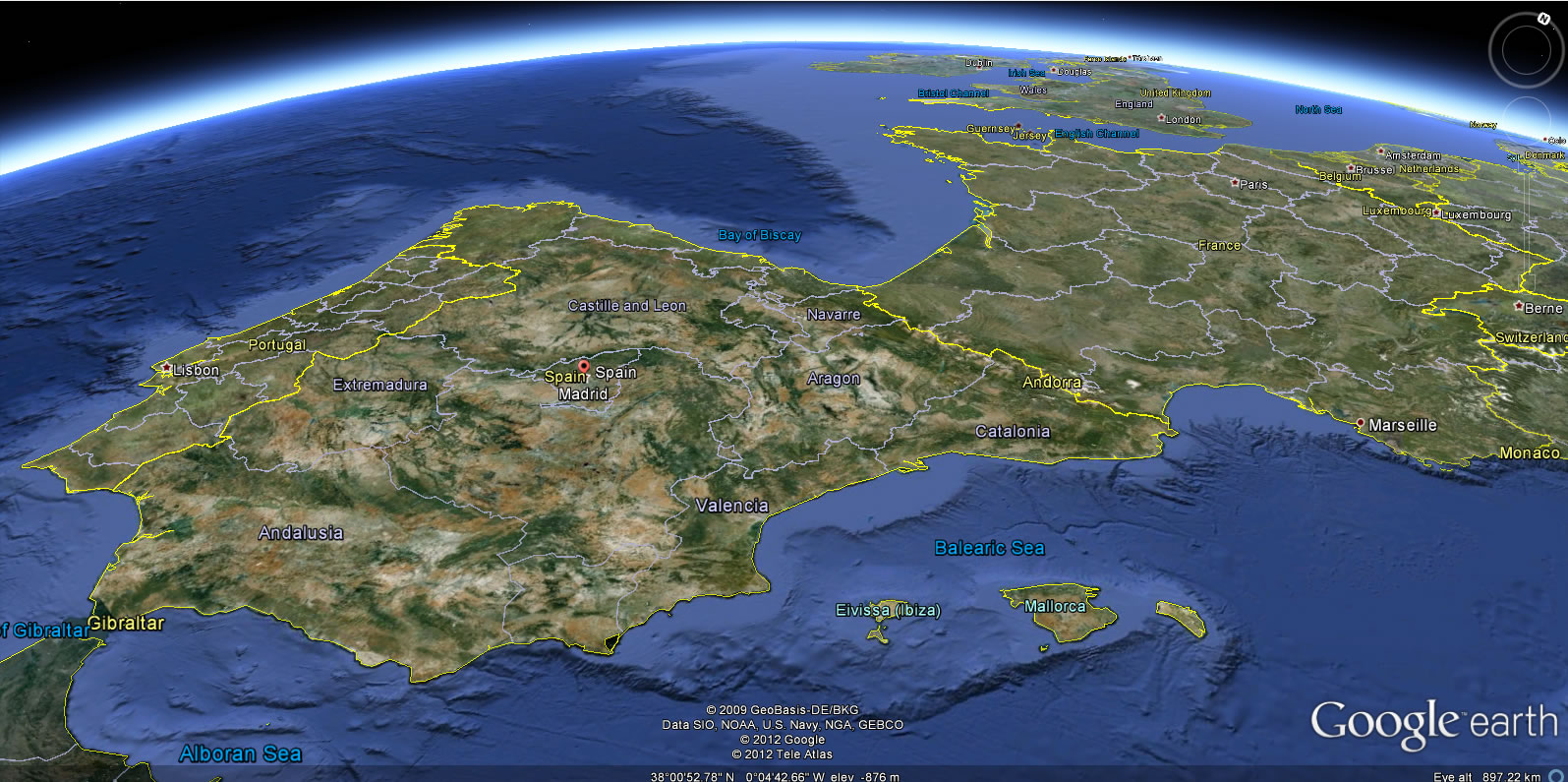 espagne terre carte